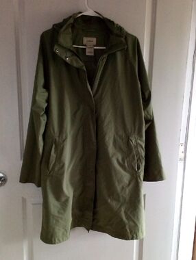 Vintage L.L. Bean Olive Green Hooded Trench Coat